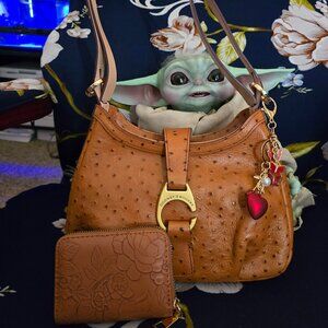 Dooney and Bourke Ostrich Nana Hobo Small Shoulder Bag